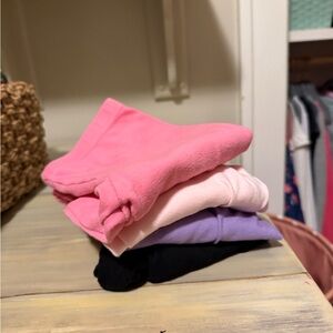 Set of Pink, Purple, and Black Girls 6T leggings. Cat and Jack.